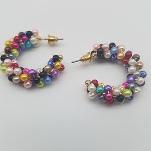 Multi-Color Faux Pearl Earrings